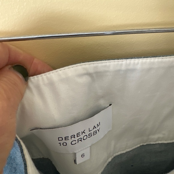 Derek Lam 10 Crosby Light Denim Asymmetric slit long pencil skirt size 6 - Picture 3 of 7